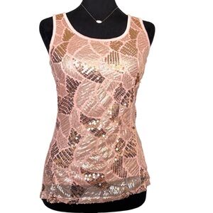 Y2K Lipstick Boutique Rose Gold Sequin Sleeveless Tank Top